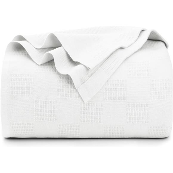 Bedding 100% Cotton Blanket (Queen Size-90x90 Inches) 350GSM Lightweight Thermal - Picture 1 of 7